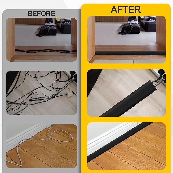 Floor Cable Cover 10Ft 2Pcs Heavy Duty PVC Cable Protector Electric Cord Hider - Image 4