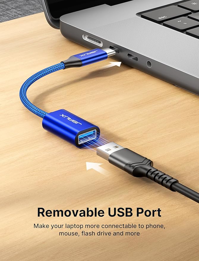 JSAUX USB C to USB Adapter, USB Type C Male to USB 3.0 Female OTG Cable-Blue - Image 3