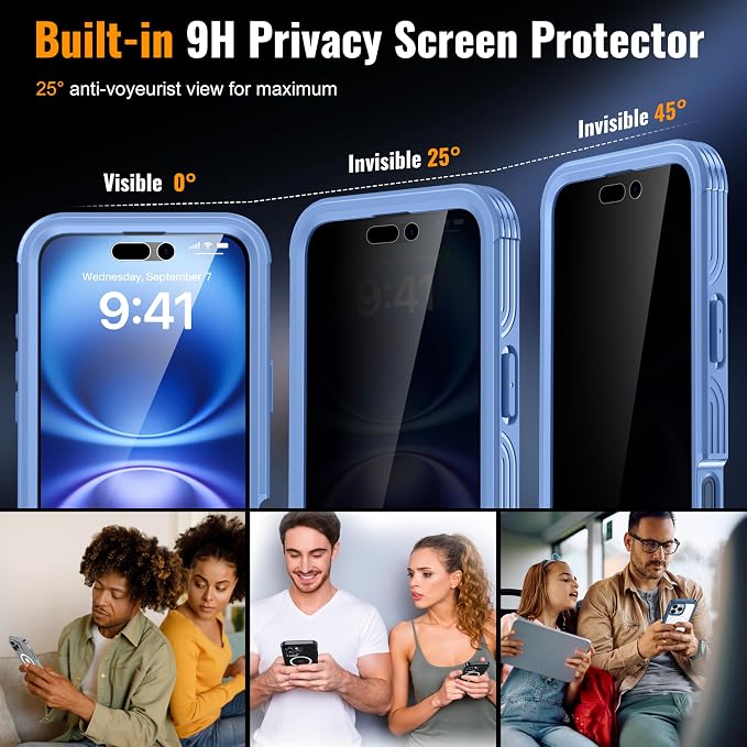 Magnetic & Stand for iPhone 16 Plus Case Built-in Privacy Screen Protector - Image 4
