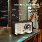YOWGULF AM FM Radio Classic Retro Wood Table Radio Bluetooth Speakers Radios - Image 5
