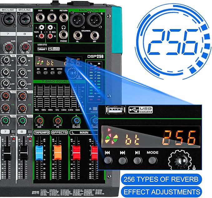 Depusheng PA8 Professional Audio Mixer Sound Board Console Desk System - Image 4