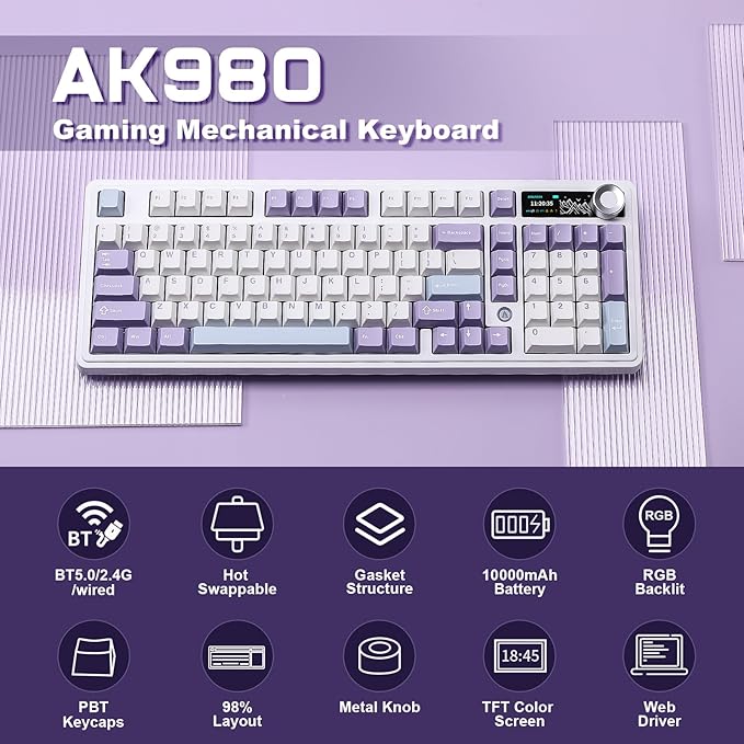 AJAZZ AK980 Mechanical Keyboard, Creamy & Thocky - Image 2