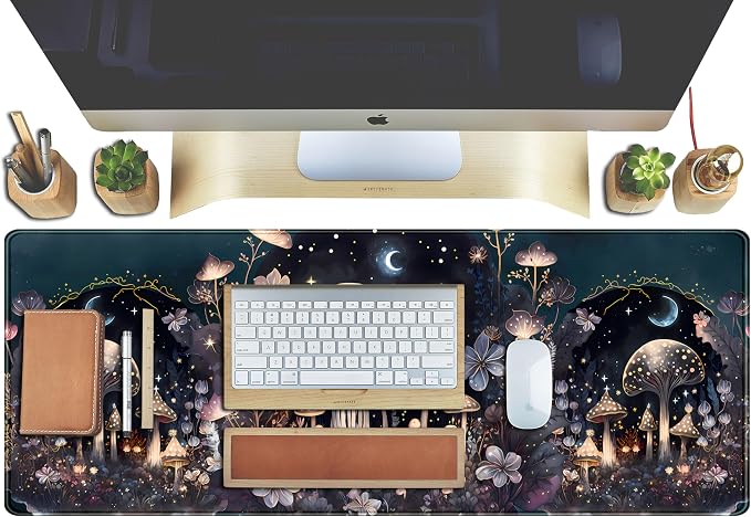 Cute Dark Mushroom Moon Night Mouse Pad XL Extended Gaming Mat - Image 4