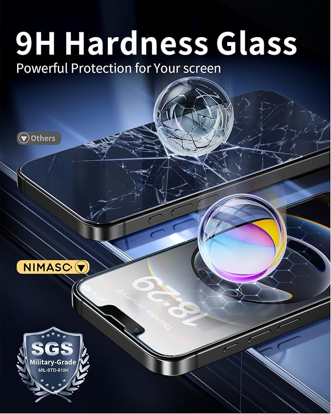 NIMASO for iPhone 16e/13 Pro/13/14 Screen Protector, 2 Pack Matte Tempered - Image 6