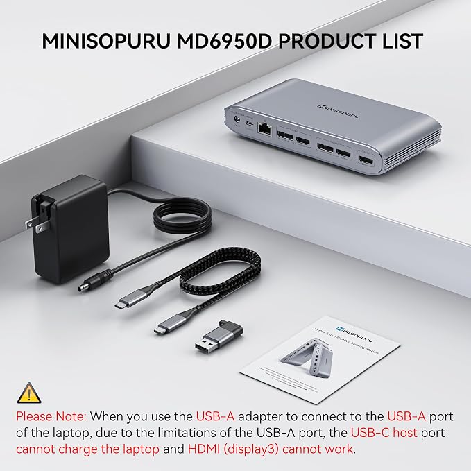 Minisopuru Upgrade DisplayLink Docking Station Triple Monitor - Image 7