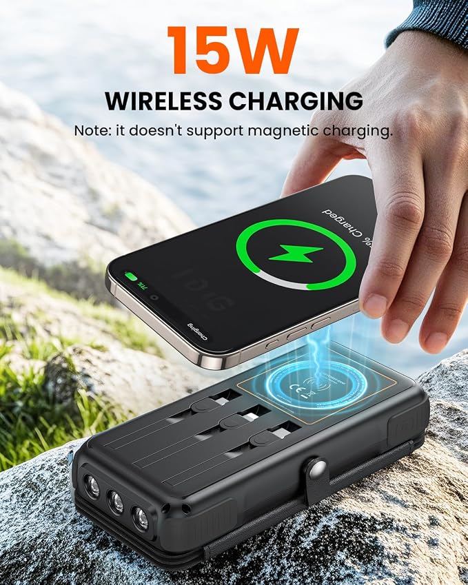 SOARAISE Wireless Solar Power Bank, 25000mAh Solar Charger - Image 6