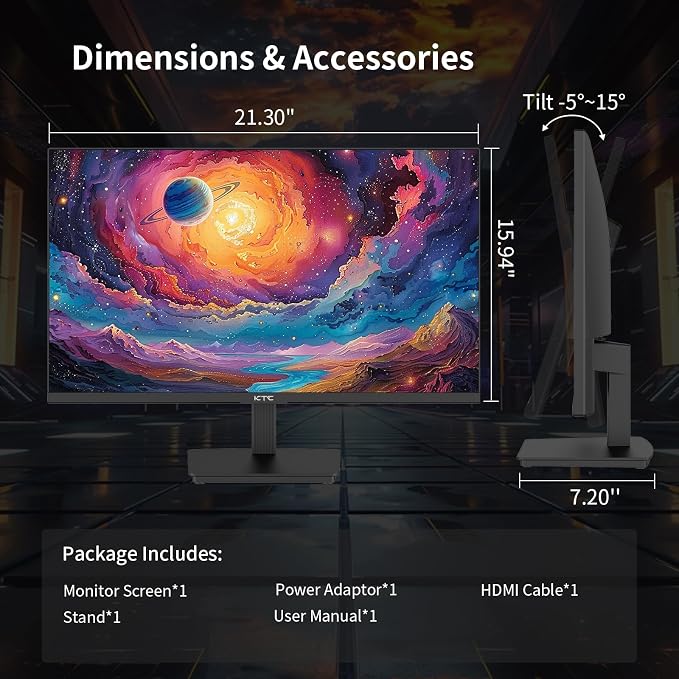 KTC 24 Inch QHD 100Hz Computer Monitor IPS 2K, 1300:1 Contrast, Anti-Blue Light - Image 8