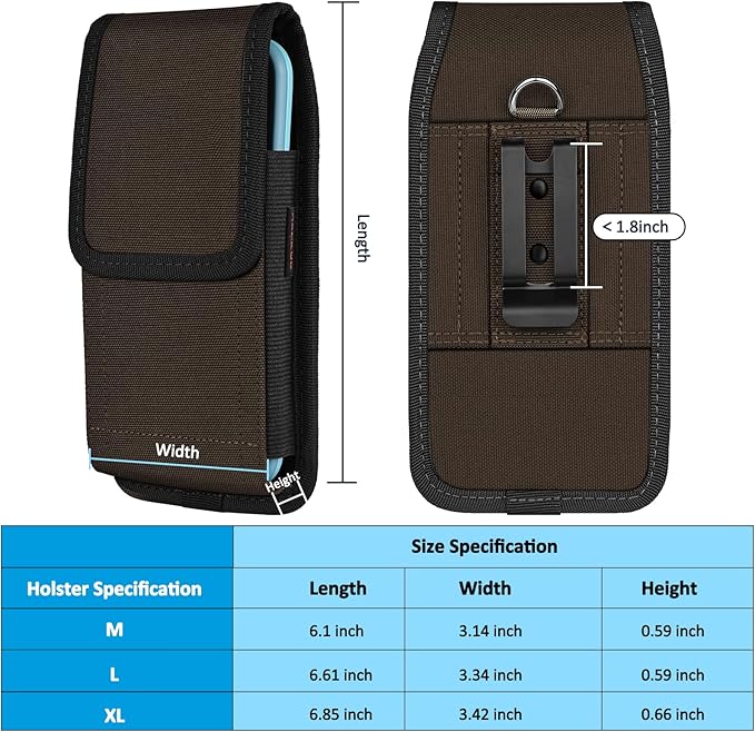 Phone Holster for Belt with Metal Clip and Magnetic Closure Compatible with - Image 6