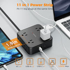 TESSAN Surge Protector Flat Plug Power Strip, 8 AC Outlets, 3 USB Charger 3 - Image 2