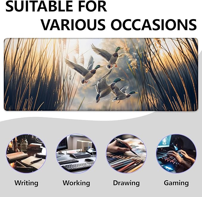 Mallard Ducks Large Mouse Pad, Gaming Mouse Pad, Keyboard Mat, Non-Slip Rubber - Image 2