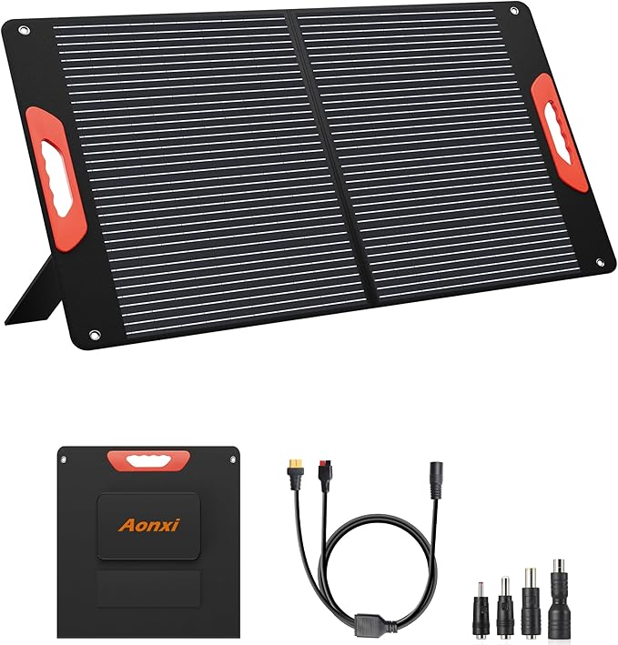 120W Portable Solar Panels for Power Station, 120 Watt ETFE Monocrystalline by Aonxi