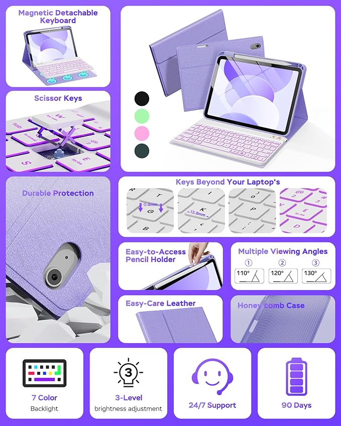 Folio Keyboard Case for iPad 10th Gen 10.9 inch and iPad 11th, Magnetic - Image 3