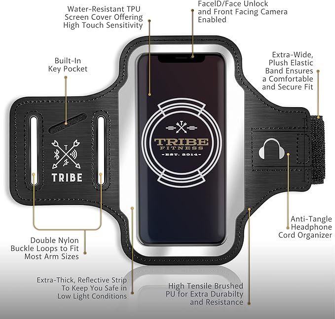 TRIBE Running Phone Holder Armband. iPhone & Galaxy Cell Phone Sports Arm Bands - Image 3
