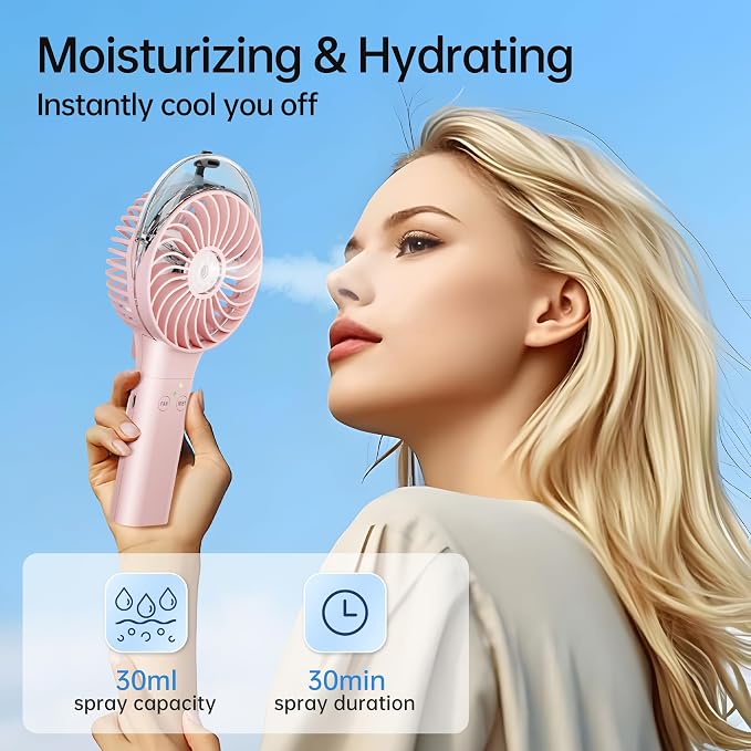 PANERGY Handheld Misting Fan – Rechargeable Battery Operated, Handheld Personal - Image 2