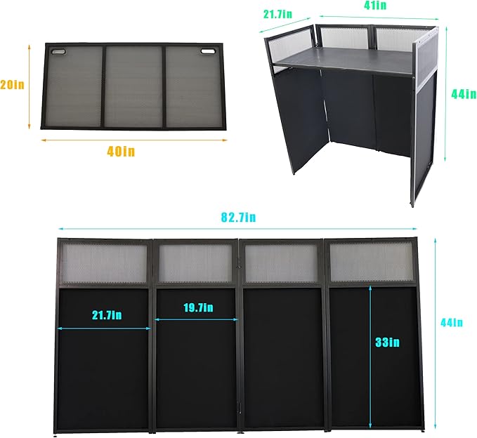 Portable DJ Booth DJ Facade DJ Table Station Two-position Height Adjustable - Image 5