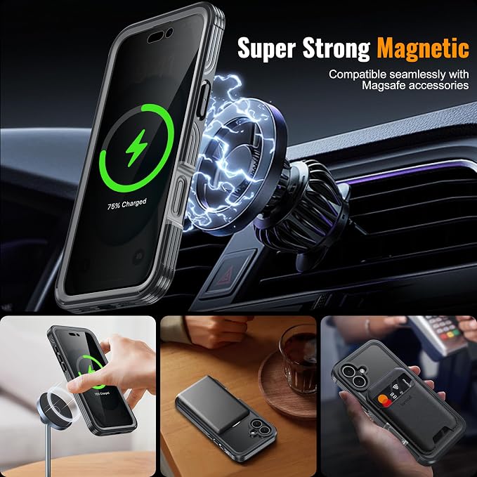 Magnetic & Stand for iPhone 16 Plus Case Built-in Privacy Screen Protector - Image 2
