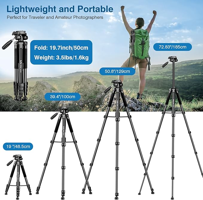 Tripod for Camera, Professional Heavy Duty Compact Camera Stand for Phone - Image 3