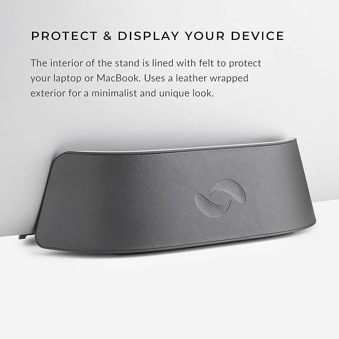 HumanCentric Vertical Laptop Stand in Vegan Black Leather, Upright Adjustable - Image 4