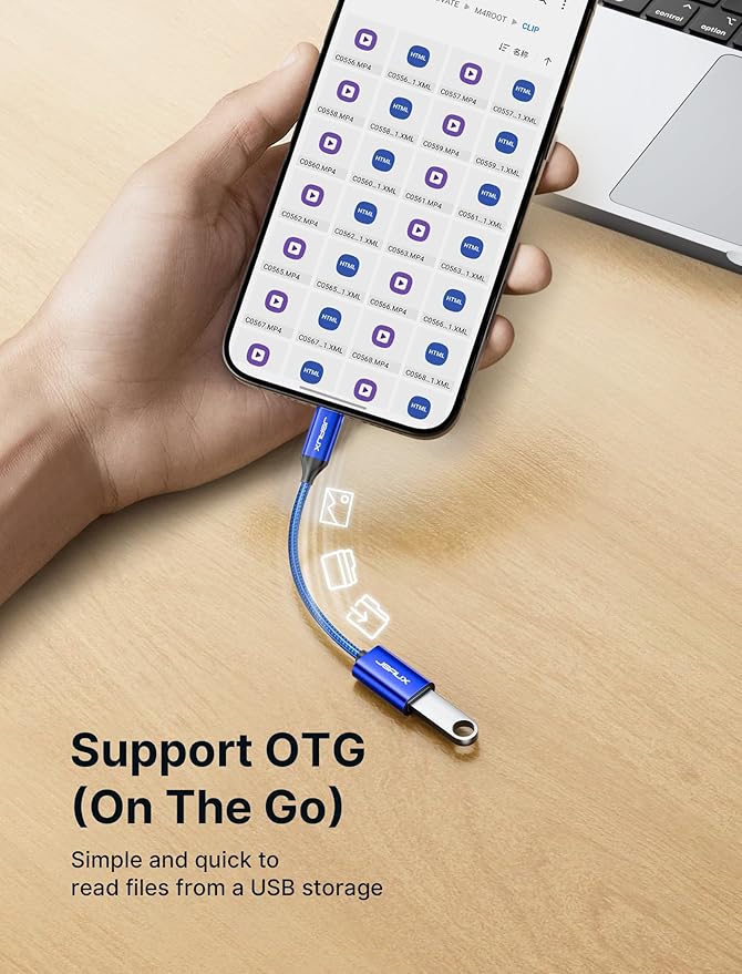 JSAUX USB C to USB Adapter, USB Type C Male to USB 3.0 Female OTG Cable-Blue - Image 5