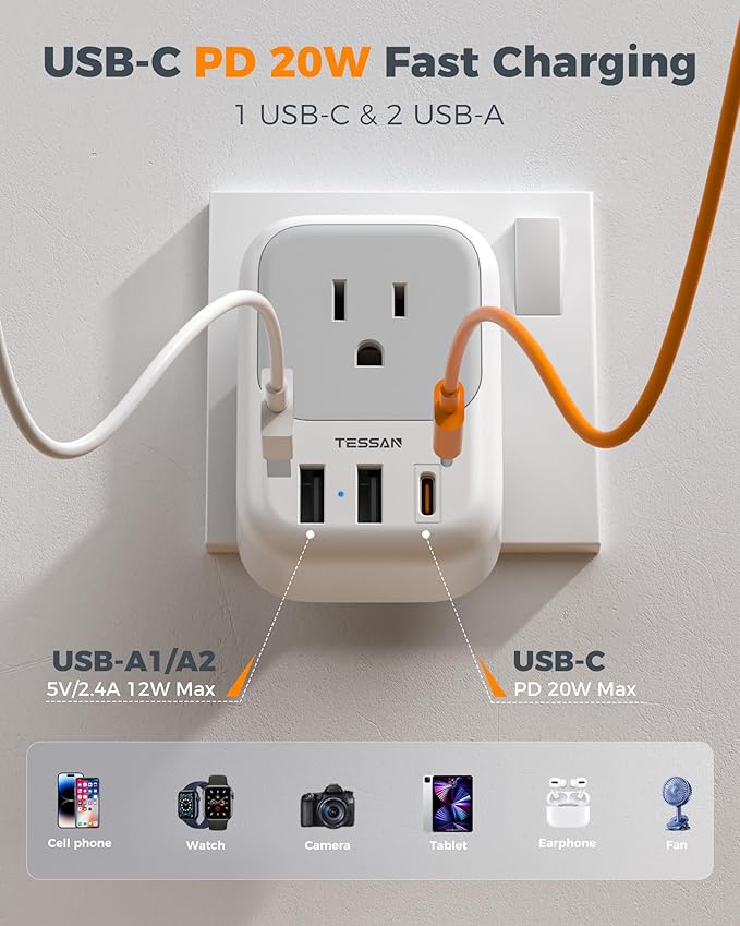 TESSAN Brazil Plug Adapter 2 Pack, 7 in 1 US to Brazil Power Adapter - Image 4