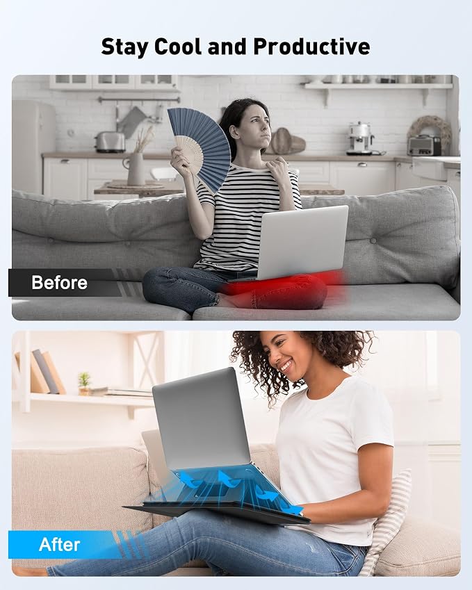 AboveTEK Adjustable Laptop Lap Desk, 3 Ergonomic Angles, PU Leather Non-Slip - Image 3