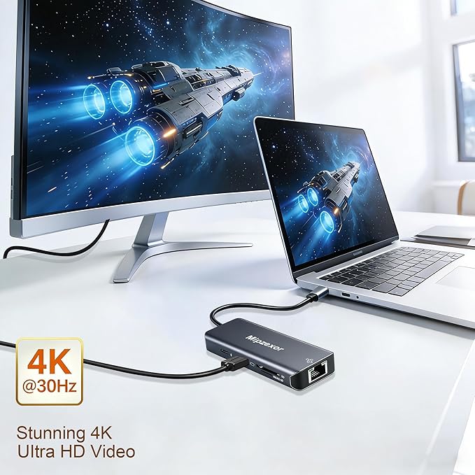 USB C Docking Station 8 in 1 USB C to hdmi Adapter 4K30Hz 1Gbps Ethernet Hub - Image 3