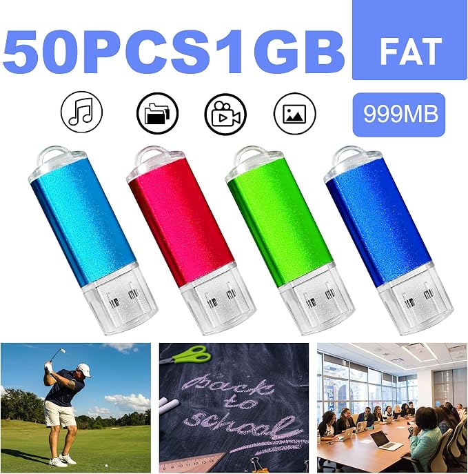 USB Thumb Drive 1GB Flash Drive 50 Pack, Nicepicten Fat Memorias USB 2.0 Flash - Image 3