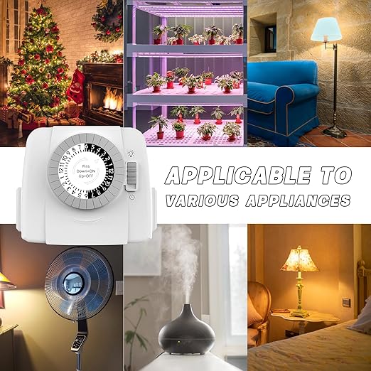 TiFFCOFiO Indoor Mechanical Light Timer, 3 Prong Plug in Timer Switch, 2 - Image 6