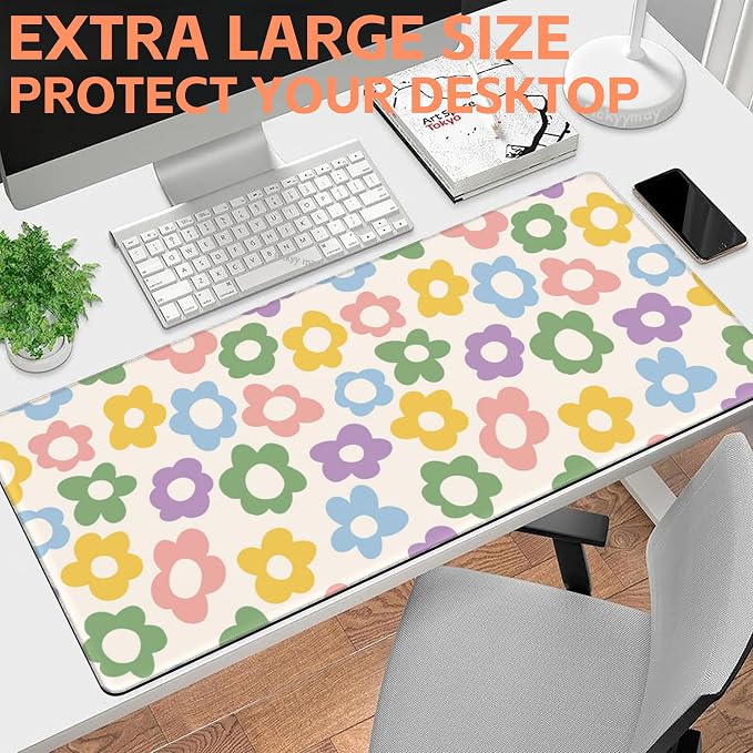 Mouse Pad Large Vintage Groovy Flowers Non-Slip Gaming Desk Mat - Image 6