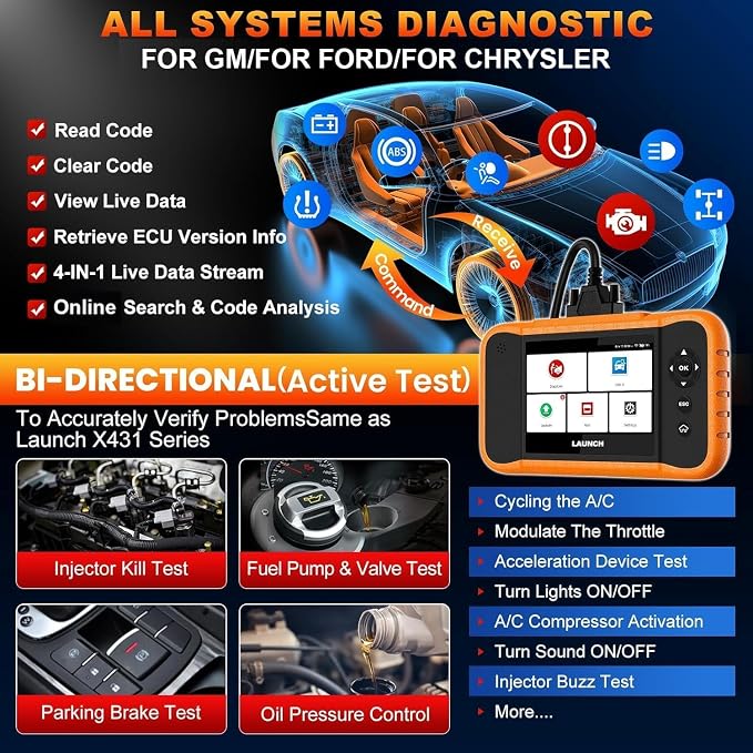 LAUNCH X431 Creader Elite 2.0 FGC OBD2 Scanner, ECU Coding, Bi-Directional Scan - Image 3