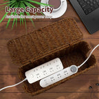 Cable Management Box, Desk Handwoven Rattan Cord Hider Organizer Box - Image 2