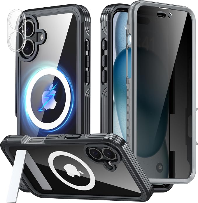 Magnetic & Stand for iPhone 16 Plus Case Built-in Privacy Screen Protector by Unknown