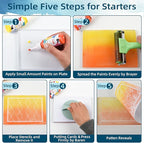 Gel Printing Plate Kits with Paints, Washi Stickers, Mixing Cups, Blank Cards - Image 4