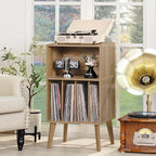 Lerliuo Record Player Stand, Oak Turntable Stand Holds up to 160 Albums - Image 5