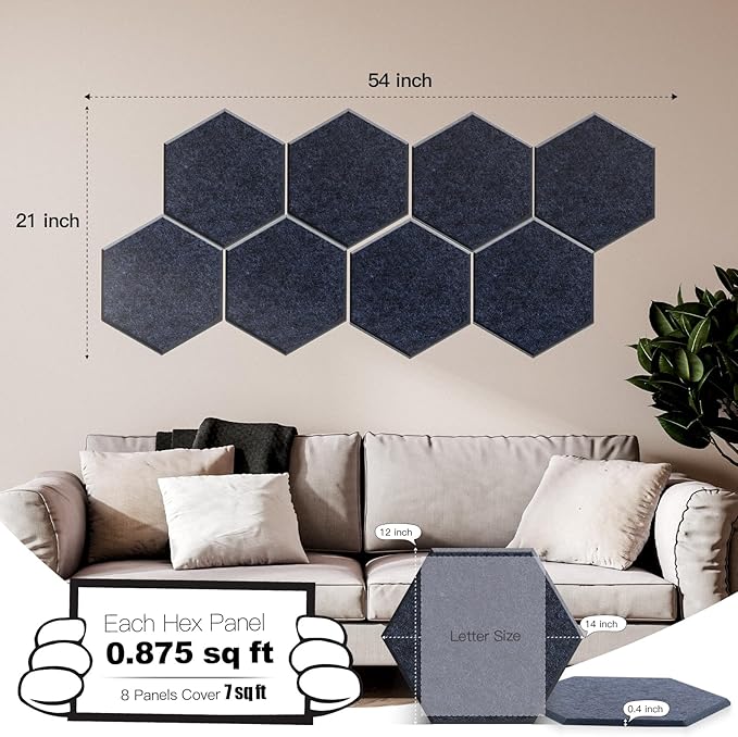 Mollywell Hexagon Acoustic Panels, High Density, Soundproofing, Decorative - Image 4