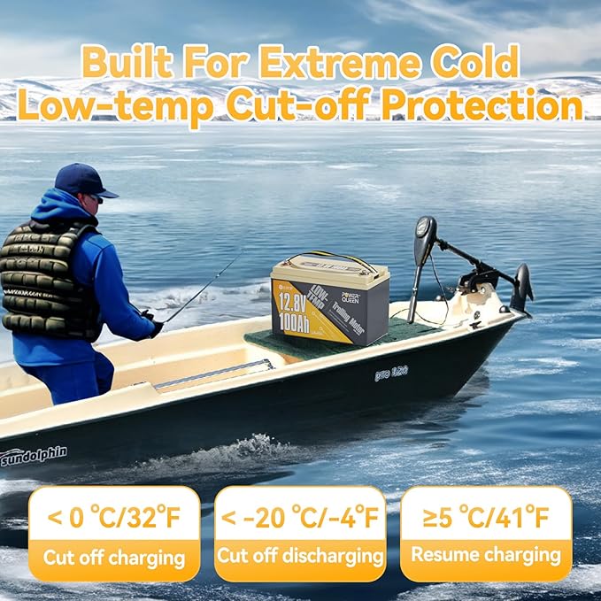 Power Queen 12.8V 100Ah LiFePO4, Upgraded Low Temperature Cut-off Function - Image 3