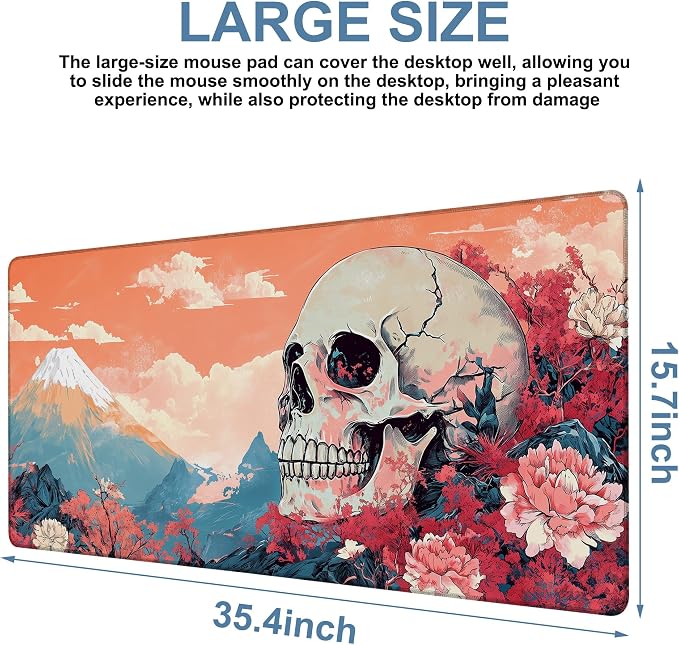 Anime Skull Gaming Mouse Pad 3mm Thick Stitched Edge Waterproof Non-Slip Large - Image 3