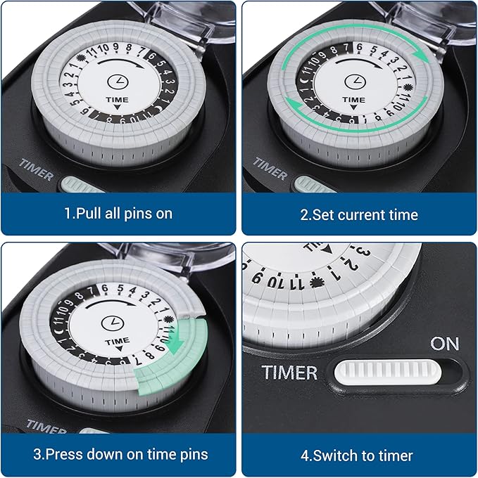 DEWENWILS Outdoor Light Timer Waterproof, 24-Hour Programmable Plug in Timer - Image 8
