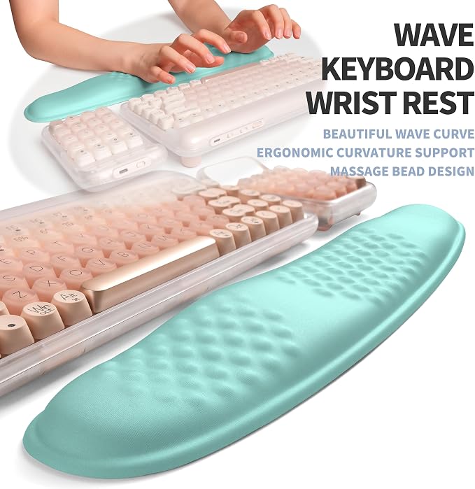 2-in-1 Ergonomic Set, Wave Keyboard Wrist Rest and Massage Slope Mouse Pad - Image 2