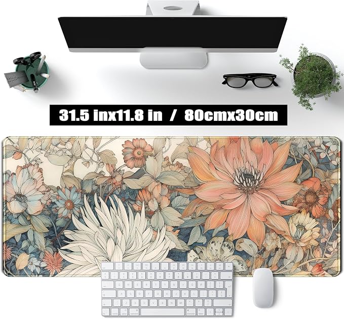 Japanese Minimalist Floral Desk Mat Aesthetic Flowers XL Large Extended Gaming - Image 2