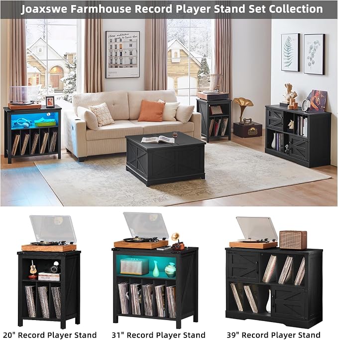 Large Record Player Stand with Vinyl Storage Up to 450 Albums, 39 Inch - Image 4