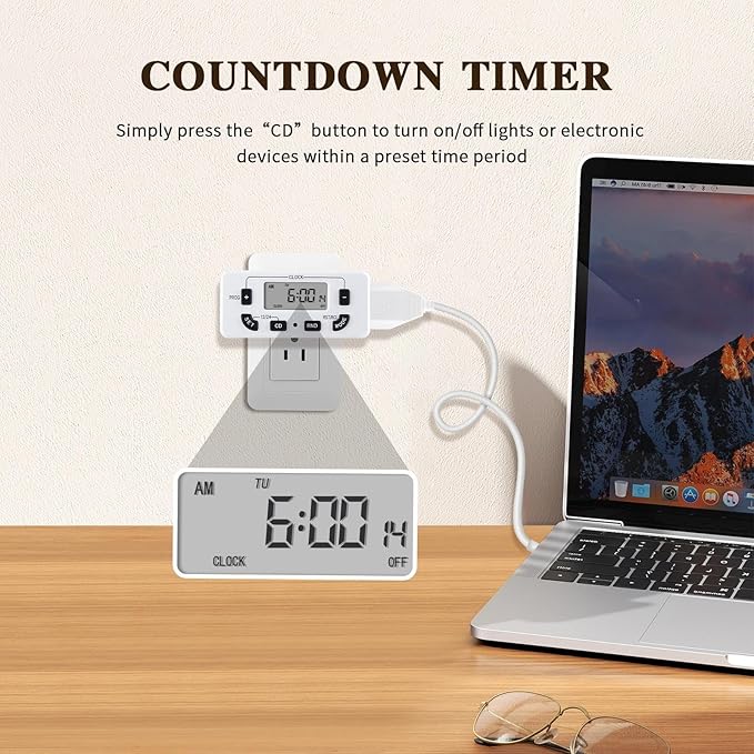 7 Day Programmable Digital Timer Outlet, Indoor Timer - Image 3