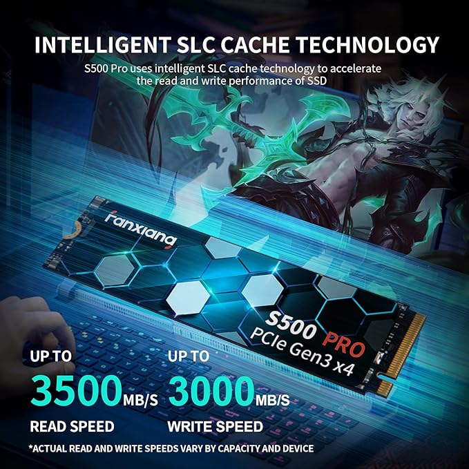 S500 Pro 2TB NVMe SSD M.2 PCIe Gen3x4 2280 Internal Solid State Drive, SLC - Image 2