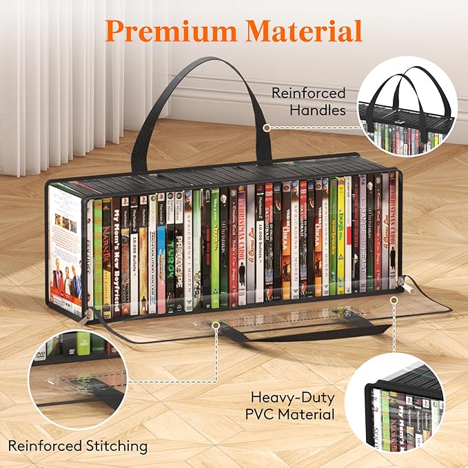 Lifewit DVD Storage Bags 12 Pack, Front Window Zipper Design, Stackable Media - Image 5