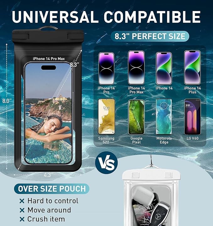 Waterproof Phone Pouch, with Inside Card Bag, Large Waterproof Case - Image 2