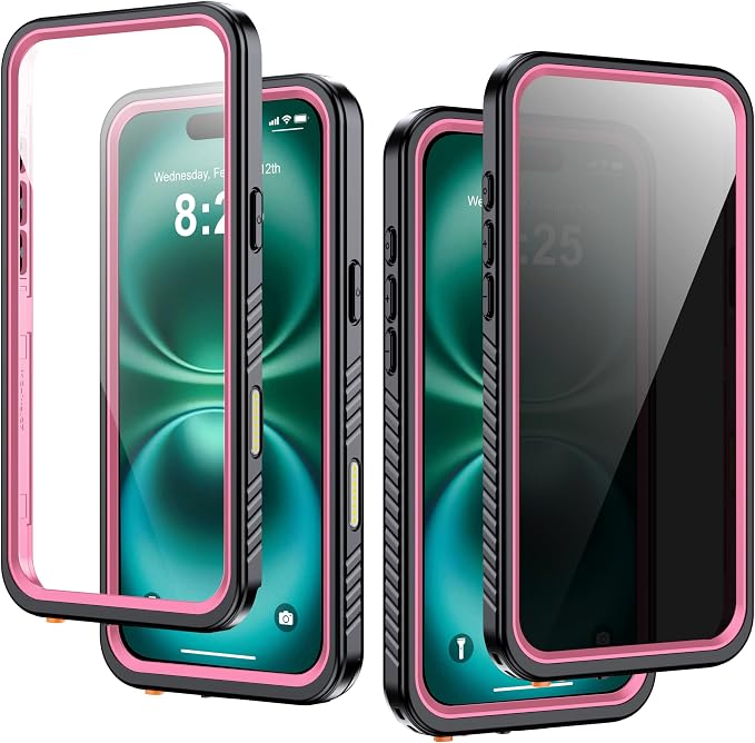 for iPhone 16 Plus Case Waterproof, Built-in Privacy Screen & HD Screen Double by AMILIFECASES