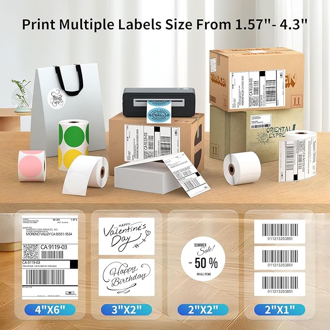 Bluetooth Thermal Shipping Label Printer, 4X6 Inkless Label Machine - Image 4