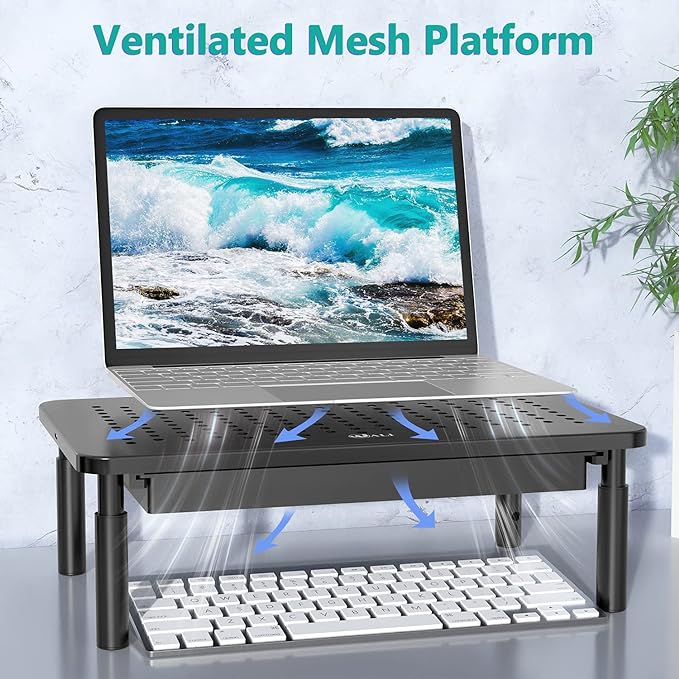 WALI Dual Monitor Stand with Storage, Desk Monitor Riser 3 Height Adjustable - Image 6