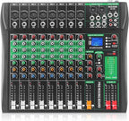 8 Channel Audio Mixer, Professional DJ Mixer Board Sound Music Mixing Console by MIZISNR