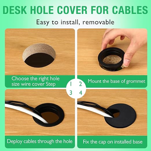 10 Pcs Desk Grommet 2" / 50 mm, Desk Cord Hole Cover, Cable Grommet ABS Plastic - Image 4